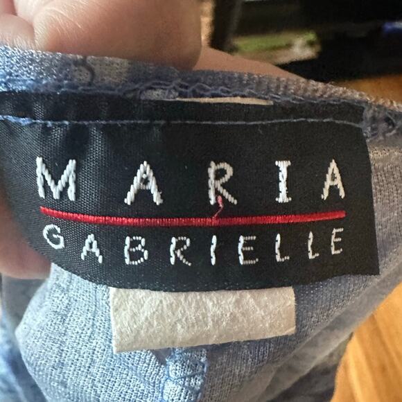 Maria Gabrielle Sheer Floral Blouse – Blue & Gray Long Sleeve Top - Picture 5 of 7